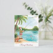 Cartes Pour Fêtes Annuelles Fishing Christmas with Santa Claus Holiday Card (Debout devant)