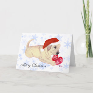 Cartes Pour Fêtes Annuelles Flacon de neige de Noël de chiot jaune du Labrador