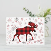 Cartes Pour Fêtes Annuelles Flacon de neige des plaids rouges de l'orignal de (Debout devant)