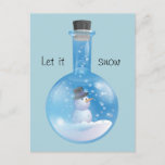 Cartes Pour Fêtes Annuelles Flacon de Snowglobe<br><div class="desc">Appréciez la saison avec notre snowglobe de bonhomme de neige dans un flacon à fond arrondi de chimie. Laissez-le neiger !</div>
