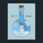 Cartes Pour Fêtes Annuelles Flacon de Snowglobe<br><div class="desc">Appréciez la saison avec notre snowglobe de bonhomme de neige dans un flacon à fond arrondi de chimie. Laissez-le neiger !</div>