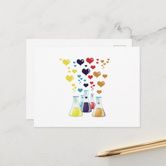 Cartes Pour Fêtes Annuelles Flacon, Erlenmeyer, Bécher, Chimie, Laboratoire (Devant/Arrière en situation)