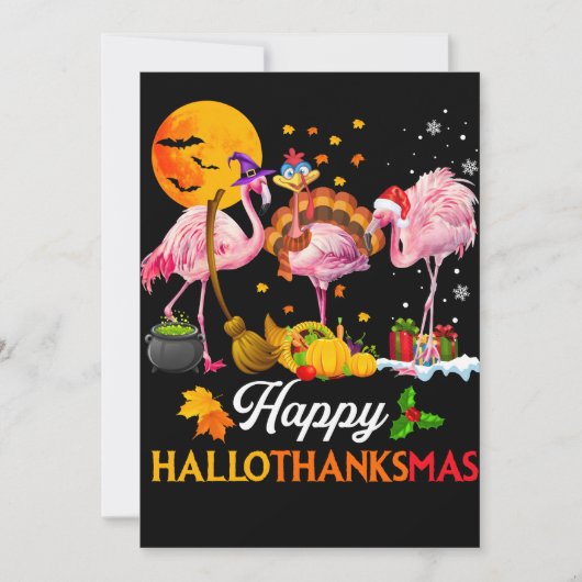 Cartes Pour Fêtes Annuelles Flamant | Flamant Halloween et Joyeux Noël (Devant)