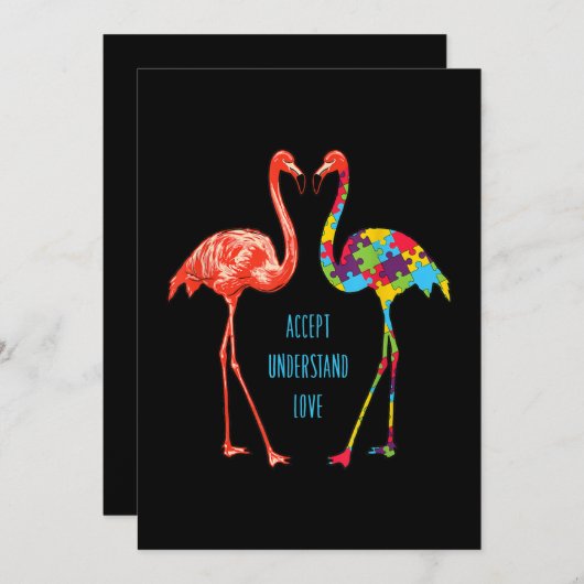 Cartes Pour Fêtes Annuelles Flamant rose | Accepter Comprendre l'amour Flamant (Devant / Derrière)