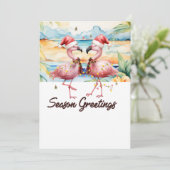Cartes Pour Fêtes Annuelles Flamant rose avec Santa Hat de Floride (Debout devant)