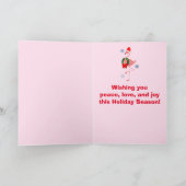 Cartes Pour Fêtes Annuelles Flamant rose avec Santa Hat et Wreath (Intérieur)