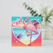 Cartes Pour Fêtes Annuelles Flamant rose cool (Debout devant)