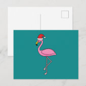 Cartes Pour Fêtes Annuelles Flamant rose de Noël avec Santa Hat (Devant / Derrière)