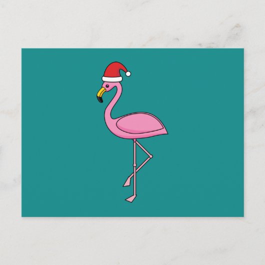 Cartes Pour Fêtes Annuelles Flamant rose de Noël avec Santa Hat (Devant)