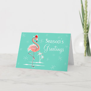 Cartes Pour Fêtes Annuelles Flamant rose de Noël Bonnes Fêtes horizontales