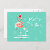Cartes Pour Fêtes Annuelles Flamant rose de Noël Joyeux Noël horizontal (Devant / Derrière)