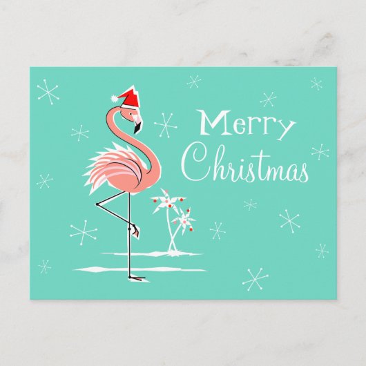 Cartes Pour Fêtes Annuelles Flamant rose de Noël Joyeux Noël horizontal (Devant)