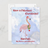 Cartes Pour Fêtes Annuelles Flamant rose de Noël mignon (Devant / Derrière)