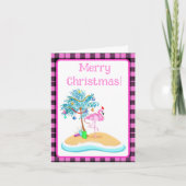 Cartes Pour Fêtes Annuelles Flamant rose De Noël Rose Et Palmier De Parties sc (Devant)