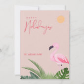 Cartes Pour Fêtes Annuelles Flamant rose de plage tropical Noël (Devant)