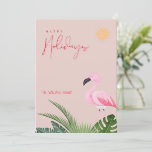 Cartes Pour Fêtes Annuelles Flamant rose de plage tropical Noël