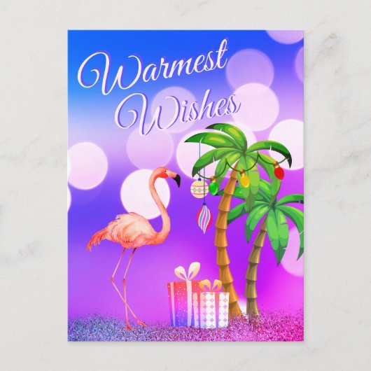 Cartes Pour Fêtes Annuelles Flamant rose des voeux les plus chaleureux Plage t (Devant)
