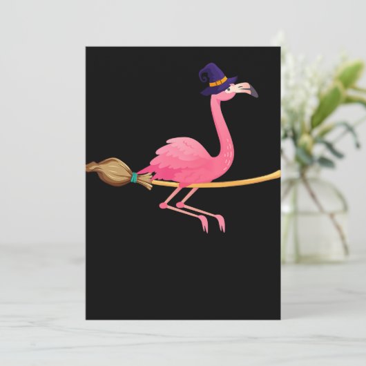 Cartes Pour Fêtes Annuelles Flamant rose | Drôle Flamant rose sorcière Hallowe (Debout devant)