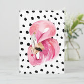 Cartes Pour Fêtes Annuelles Flamant rose et points d'aquarelle rose exotique m (Debout devant)