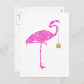 Cartes Pour Fêtes Annuelles Flamant rose Faux Parties scintillant roses Flaman (Devant / Derrière)