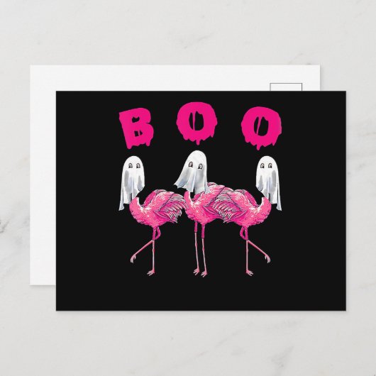 Cartes Pour Fêtes Annuelles Flamant rose| Flamant rose Boo Halloween Flamant r (Devant / Derrière)