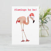 Cartes Pour Fêtes Annuelles Flamant rose ho pun aquarelle drôle Noël plat (Debout devant)