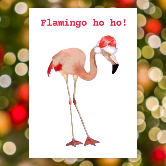 Cartes Pour Fêtes Annuelles Flamant rose ho pun aquarelle drôle Noël plat