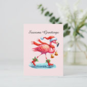 Cartes Pour Fêtes Annuelles flamant rose Joyeuses Fêtes (Debout devant)