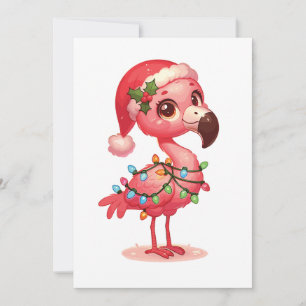 Cartes Pour Fêtes Annuelles Flamant rose Joyeux Noël Animaux d'hiver Flamants
