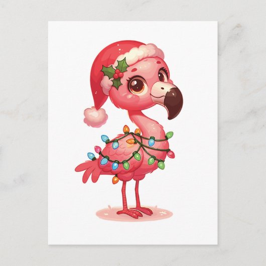 Cartes Pour Fêtes Annuelles Flamant rose Joyeux Noël Animaux d'hiver Flamants (Devant)