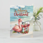 Cartes Pour Fêtes Annuelles FLAMANT ROSE Noël Thème (Debout devant)