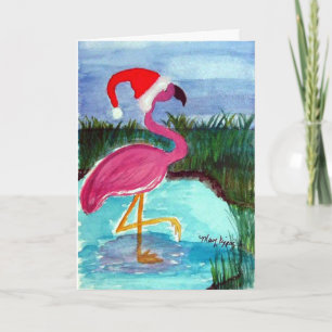 Cartes Pour Fêtes Annuelles Flamant rose père Noël