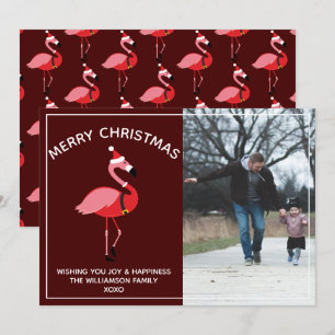 Cartes Pour Fêtes Annuelles Flamant rose Père Noël Bourgogne Photo Noël