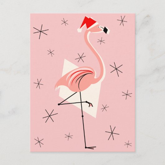 Cartes Pour Fêtes Annuelles Flamant rose Père Noël Portrait rose (Devant)