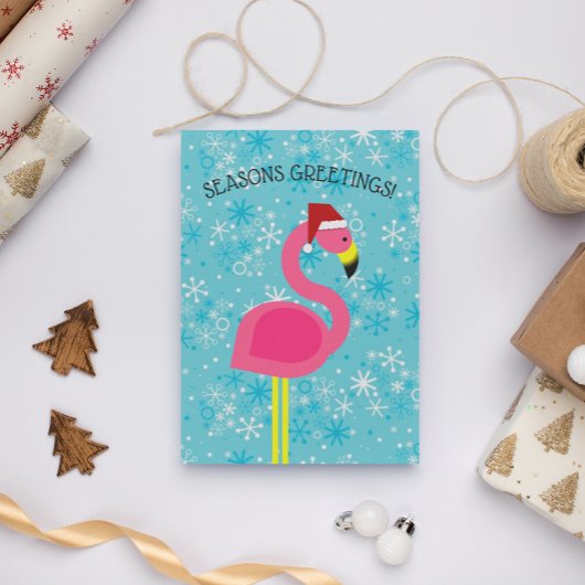 Cartes Pour Fêtes Annuelles Flamant rose Père Noël Retro Tropical Noël