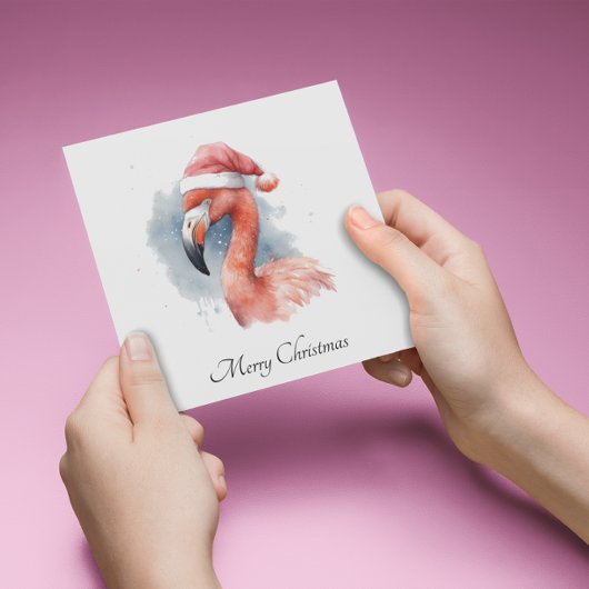 Cartes Pour Fêtes Annuelles Flamant rose père Noël Snowbird, personnalisé