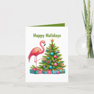 Cartes Pour Fêtes Annuelles flamant rose personnalisable Happy