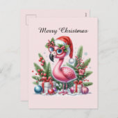 Cartes Pour Fêtes Annuelles flamant rose personnalisable Joyeux Noël (Devant / Derrière)