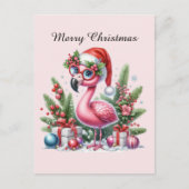 Cartes Pour Fêtes Annuelles flamant rose personnalisable Joyeux Noël (Devant)