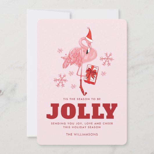 Cartes Pour Fêtes Annuelles Flamant rose Plage tropicale Noël (Devant)