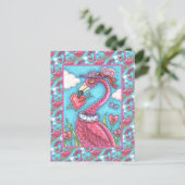 Cartes Pour Fêtes Annuelles Flamant rose ROSE COEURS DE VALENTINE, INSÉPARABLE (Debout devant)