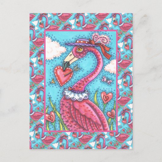 Cartes Pour Fêtes Annuelles Flamant rose ROSE COEURS DE VALENTINE, INSÉPARABLE (Devant)