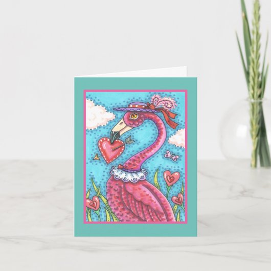 Cartes Pour Fêtes Annuelles Flamant rose ROSE COEURS DE VALENTINE, INSÉPARABLE (Devant)