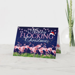 Cartes Pour Fêtes Annuelles Flamant rose rose Joyeux Foule Flamants roses de N