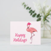 Cartes Pour Fêtes Annuelles Flamant rose rose Père Noël Noël Joyeux Fêtes (Debout devant)
