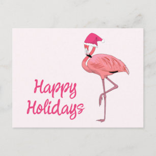 Cartes Pour Fêtes Annuelles Flamant rose rose Père Noël Noël Joyeux Fêtes