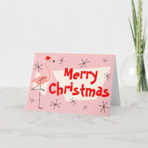 Cartes Pour Fêtes Annuelles Flamant rose Santas Rose Joyeux Noël avant