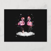 Cartes Pour Fêtes Annuelles Flamant rose sapin de Noël Santa Hat Lumière (Devant)