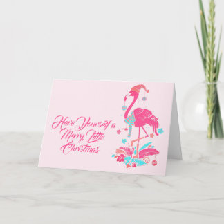 Cartes Pour Fêtes Annuelles Flamant rose Tropical Beach voeux de Noël