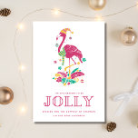 Cartes Pour Fêtes Annuelles Flamant rose tropical Florida Beach Noël<br><div class="desc">Carte de Noël Floride mignonne avec flamant rose de Noël "C'est la saison pour être joyeux" design. Customisé avec votre message court et vos noms. Cette carte de Noël de la plage de Floride revient à un modèle de palmier rose et blanc.</div>